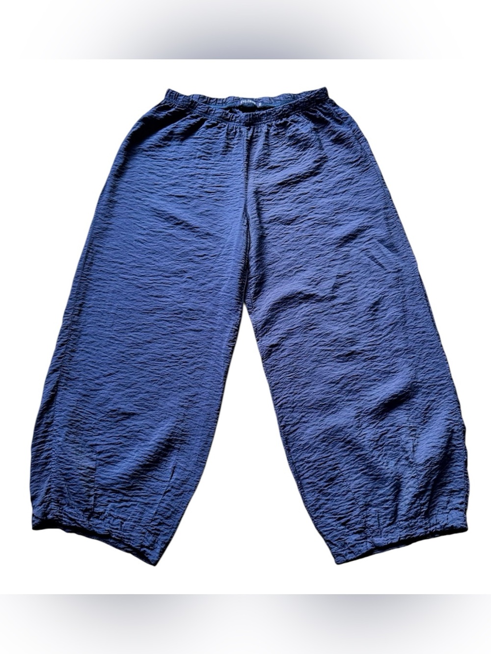 Cut Loose Navy Blue Parachute/Barrel Cropped Pants Elastic Waist XS